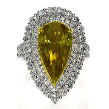 Huge 6.61ct Natural Fancy Deep Yellow &amp; White Diamonds Engagement Ring 18K GIA - £36,297.29 GBP