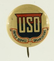 Vintage Military United Service Organization WWII Era Pinback Lapel Butt... - $9.66