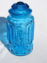 Moon &amp; Star Canister Jar by L E Smith 11 1/2 inches 5# Tallest Colonial Blue Jar - £38.42 GBP