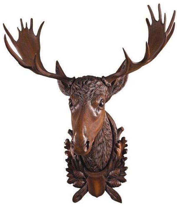 Primary image for Wall Mount Moose Head Lifesize Hand Painted USA Made OK Casting Oak Leaves