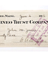 1915 Kineo Trust Company Bank Check E.A. Sampson Dover Maine Signed 6985... - $28.05 CAD