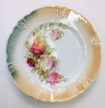 Vintage Lusterware Plate Rose Floral Design Marked Germany 142  8&quot; - £22.80 GBP