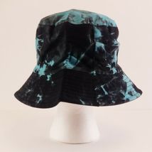 Bucket Hat Black & Turquoise Tie Dye Reversible Unisex 22.5" S/M Sun Hat image 4