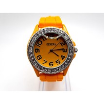 Geneva Watch Women New Battery Yellow Dial Band Dimond Bezel 38mm - £15.80 GBP