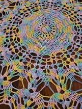 Hand Crochet Doily multi colored  pastels new - $28.05