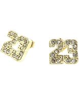 Number # 23 Basketball Gold Tone Iced Out CZ Stud Jordan Earrings - $290.51 MXN