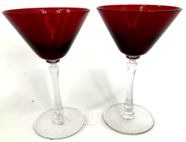 Duncan & Miller Diamond Ruby Liquor Cocktail Glass 5 1/4" Blown Glass Set of 2 - £39.56 GBP