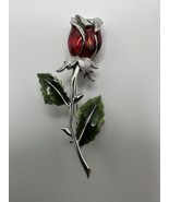 Vintage Liz Claiborne Enamel Rose Brooch 6cm  BB2 - $180.56 MXN