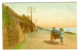 Workers &amp; Cart Postcard Japan Hand Colored 1900&#39;s - £9.34 GBP