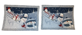 Dinner Placemats Blue Snowman Winter Christmas Holidays Decoration Set of 2 - £6.07 GBP