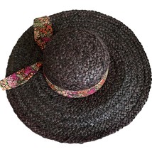 Betsey Johnson Black Floppy Derby Day Straw Hat O/S - $30.00