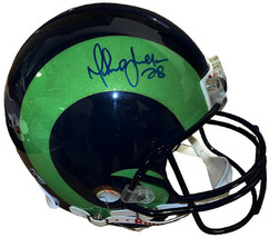 Marshall Faulk signed St. Louis Rams Green Horn FS Proline Helmet imperfect- JSA - £235.16 GBP