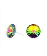 10mm Iridescent Swarovski Earrings | Round Crystal Earrings | Minimalist... - $22.00
