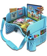 Kids Travel Car Seat Lap Tray Tablet &amp; Cup Holder 14 Mesh Pockets Ages 3... - $49.81 CAD