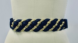 Vintage Doncaster Braided Navy Gold Belt Women 80s NWT SML Adjustable - $29.65