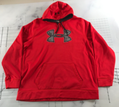 Under Armour Hoodie Mens 2XL Bright Red Sweatshirt Camo Logo Embroidery ... - $18.49