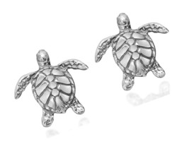 Nautical Textured Swimming Sea Turtles .925 Silver - $73.41