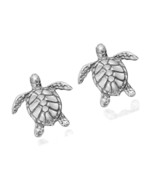 Nautical Textured Swimming Sea Turtles .925 Silver - £57.52 GBP