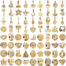 New 925 Silver Gold Plated Sun Love Bear Lock Cactus Charms Fine Beads jewelry - £10.50 GBP