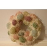 9&quot; WHITE FEATHER EASTER/SPRING WREATH W/BEADED PASTEL EGGS - £14.94 GBP