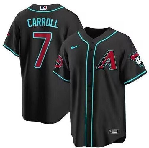 Corbin Carroll #7 Diamondbacks Men&#39;s Black Alt Home Replica Jersey - $59.99