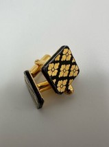 Vintage Damascene Gold Black Flower Cufflinks - £27.06 GBP