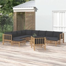  Garden Lounge Set Dark grey cushions, natural bamboo frame - $2,165.06 CAD
