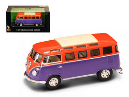 1962 Volkswagen Microbus Van Bus Orange/Purple 1/43 Diecast Car by Road Signatur - £22.77 GBP
