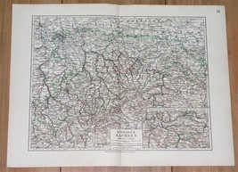 1912 Antique Map Of Kingdom Of Saxony Sachsen Leipzig Dresden Chemnitz Germany - £13.46 GBP