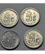 Lot of 4 Mexico 5 Centavos Stainless Steel Coins, various years - $6.78 CAD