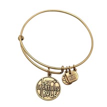 Alex and Ani Gold Tone Let Creativity Rule Charm Bangle Bracelet - £10.25 GBP
