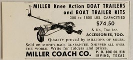 1954 Print Ad Miller Boat Trailers &amp; Kits Made in Irving,Texas - £6.76 GBP