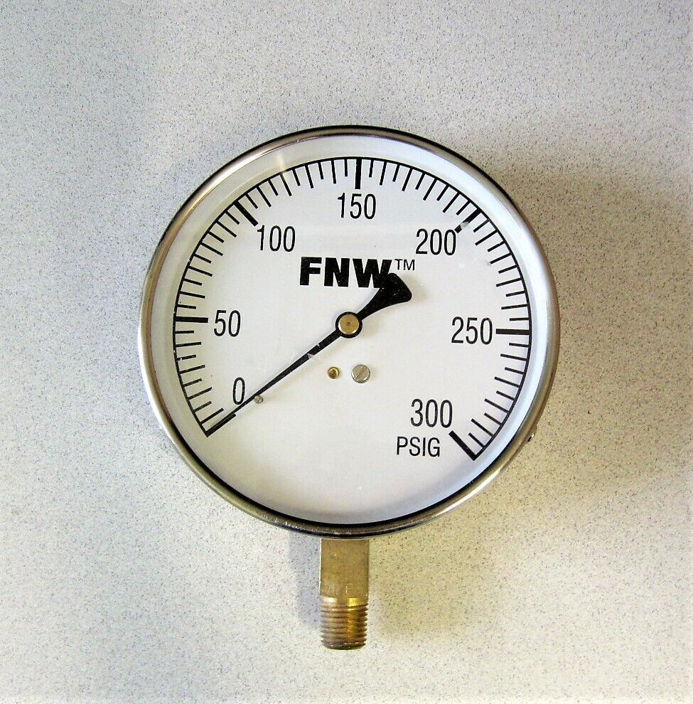 FNW 0-300 PSIG Pressure Gauge 4 1/2&quot; Face 1/4&quot; NPT New - $11.33