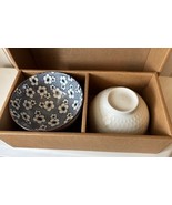 Set of 2 Blue and White Porcelain Japanese Style Bowls with Gift Box - $24.70