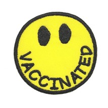 Vaccinated Smile Emoji Embroidered Iron On Patch 2&quot; 2020 vaccination vacine - £4.38 GBP+