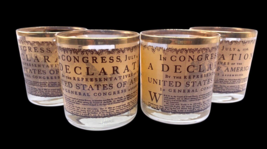 Vintage Lot 4 Declaration of Independence Bicentennial Whiskey Glasses Gold Trim - £43.95 GBP