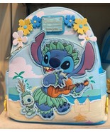 Disney Parks Stitch Scrump Flowers Ukulele Loungefly Mini Backpack NEW - $2,370.17 MXN