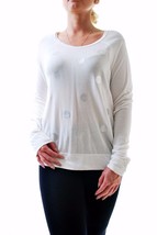 SUNDRY Womens Top Long Sleeve Round Neck Soft Cosy Fit White Size S - £28.81 GBP