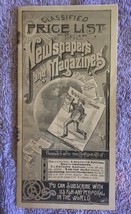 1891 CLASSIFIED PRICE LIST OF NEWSPAPERS &amp; MAGAZINES BOOKLET  100s OF EN... - $19.44