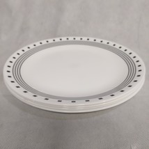 Corelle City Blocks Dinner Plates 4 Black Squares Bands Rings 10.25&quot; - £25.53 GBP