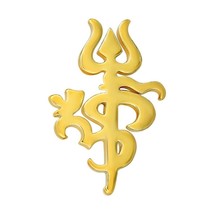 Religious Spiritual Gold Plated Studs Stainless Steel Lord Shiva Trishul Om - £13.24 GBP