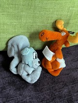 Lot Of Small Mini Mary Meyer Orange Bullwinkle Moose &amp; Gray Squirrel Tv Cartoon - £10.45 GBP