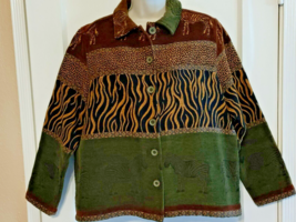 Vintage Breckenridge Zebra Tapestry Jacket size PL Petite Large Button F... - £17.81 GBP