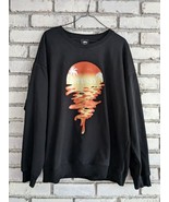 Vintage ? Stussy Sweatshirt Men Sz XL Black Crewneck Orange Melting Sun ... - $67.72