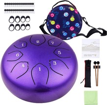 Steel Tongue Drum Kit, 6 Inches 8 Notes Percussion Instrument C-Key, Purple - £33.77 GBP