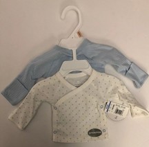 Koala Baby Blue &amp; White Preemie 2 Pack Long Sleeve Shirts New 100% Cotton-SHIP24 - $18.69