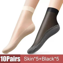 Women&#39;s Summer Silk Cotton Non-Slip Transparent Ankle Socks - £6.04 GBP+