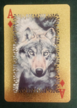 Animal-Themed Golden Foil PVC Mini Playing Card Wolf Ace Diamonds - $1.84