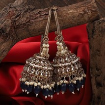 Bollywood Style Gold Plated Indian Fashion Jhumka Earrings Kundan Jewelr... - $28.49