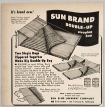 1947 Print Ad Sun Brand Double-Up Sleeping Bags Tent-Luebbert San Francisco,CA - £10.64 GBP